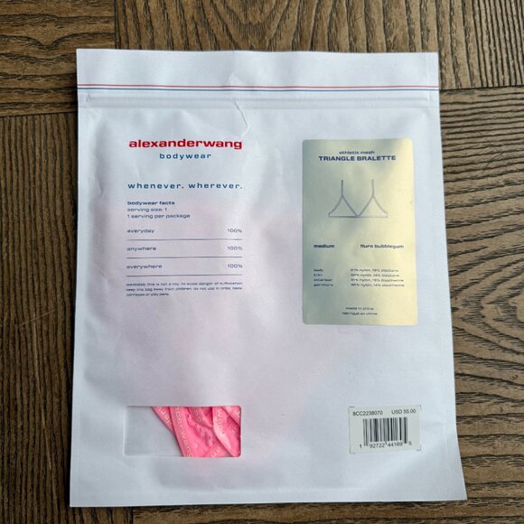 NEW Alexander Wang Sports mesh triangle bra Pink Medium - Picture 3 of 6